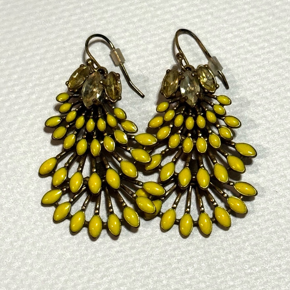 Stella & Dot Yellow Enamel Chandelier Earrings